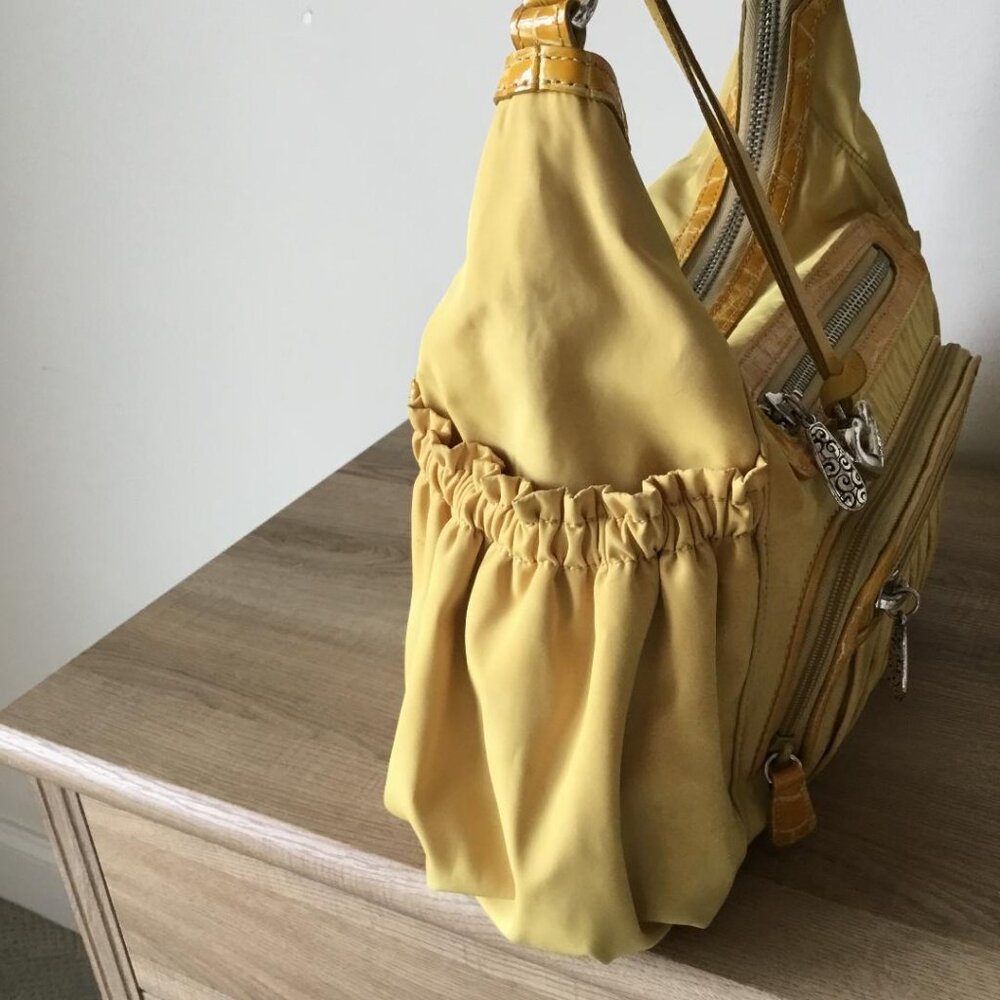Brighton Yellow Shoulder Bag with Front Zipper Pockets - Picture 5 of 12